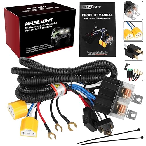 KASLIGHT Arnés de relé H4, 1 juego de 2 arnés de faros delanteros H6054 7x6 6054 arnés de relé para faros delanteros H4, kit de arnés de cableado