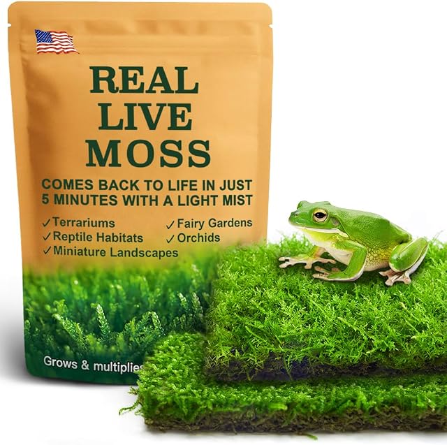 Live Moss Duo Pack 2 Types of Real Live Sheet/Sphagnum Moss for Terrariums, Terrarium Mosses Landscaping, Reptile Tank Accessories, Snake & Gecko Humidity Substrate Mosses for Crafts & Plant Décor | Two Moss Types, Sheet & Sphagnum, Moisture-Holding Layer, Easy to Trim, For Snakes, Geckos, Plant Decor