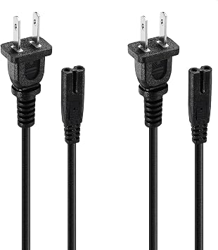 PS5 Power Cord & Xbox Series X/S Power Cable - 2 Pack Replacement 2 Prong Universal Figure 8 Non-Polarized AC Cord for PlayStation 5/PS4 Slim/PS3, Xbox One X/S,Series X/S - Power Supply & Durable 5FT