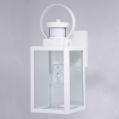 Miniatura 9 de VAXCEL Medinah - Luz de pared blanca con sensor de movimiento del atardecer al amanecer, cristal transparente