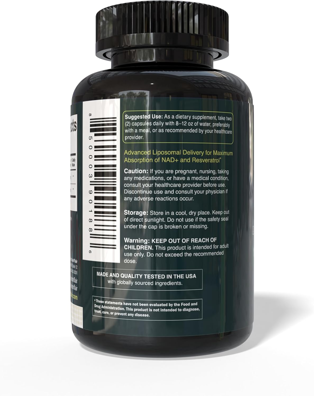 NutriFlair Liposomal NAD+ Supplement with Resveratrol 1000mg per Serving, 60 Capsules – High Absorption, Non-GMO, Made in USA - Image 5