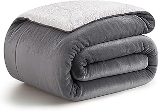 KANKAEU Sherpa Blanket 220x240cm, 550gsm Extremely Soft and Thick, Winter Blanket for Bed and Sofa, Fleece and Sherpa Reversible, Machine Washable