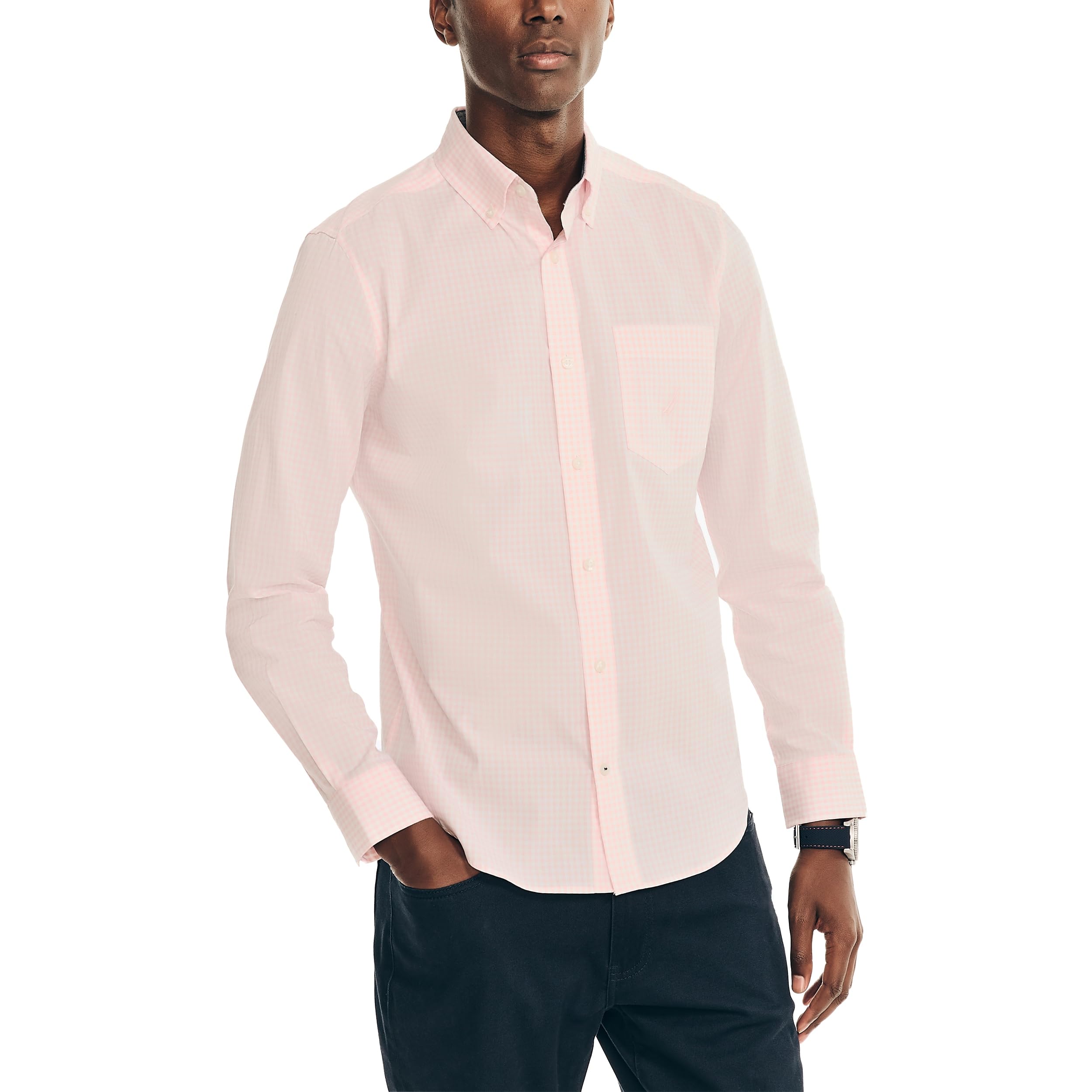 Nautica Men's Classic Fit Gingham Stretch Cotton Shirt