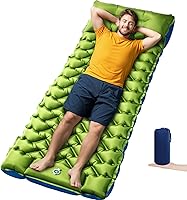 Vista 11 de Colchoneta para dormir, almohadilla de dormir compacta para acampar con almohada bomba de pie integrada, colchoneta inflable para viajes