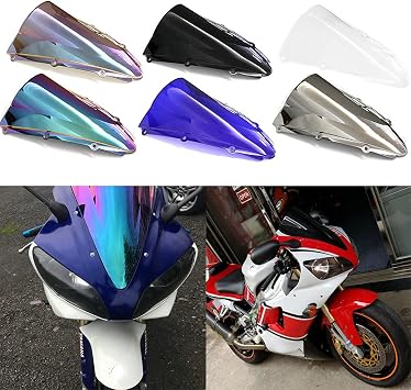Motorcycle Double Bubble Wind Deflectors Windscreen Windshield Fit for Yamaha YZF R1 2000 - 2001 Iridium