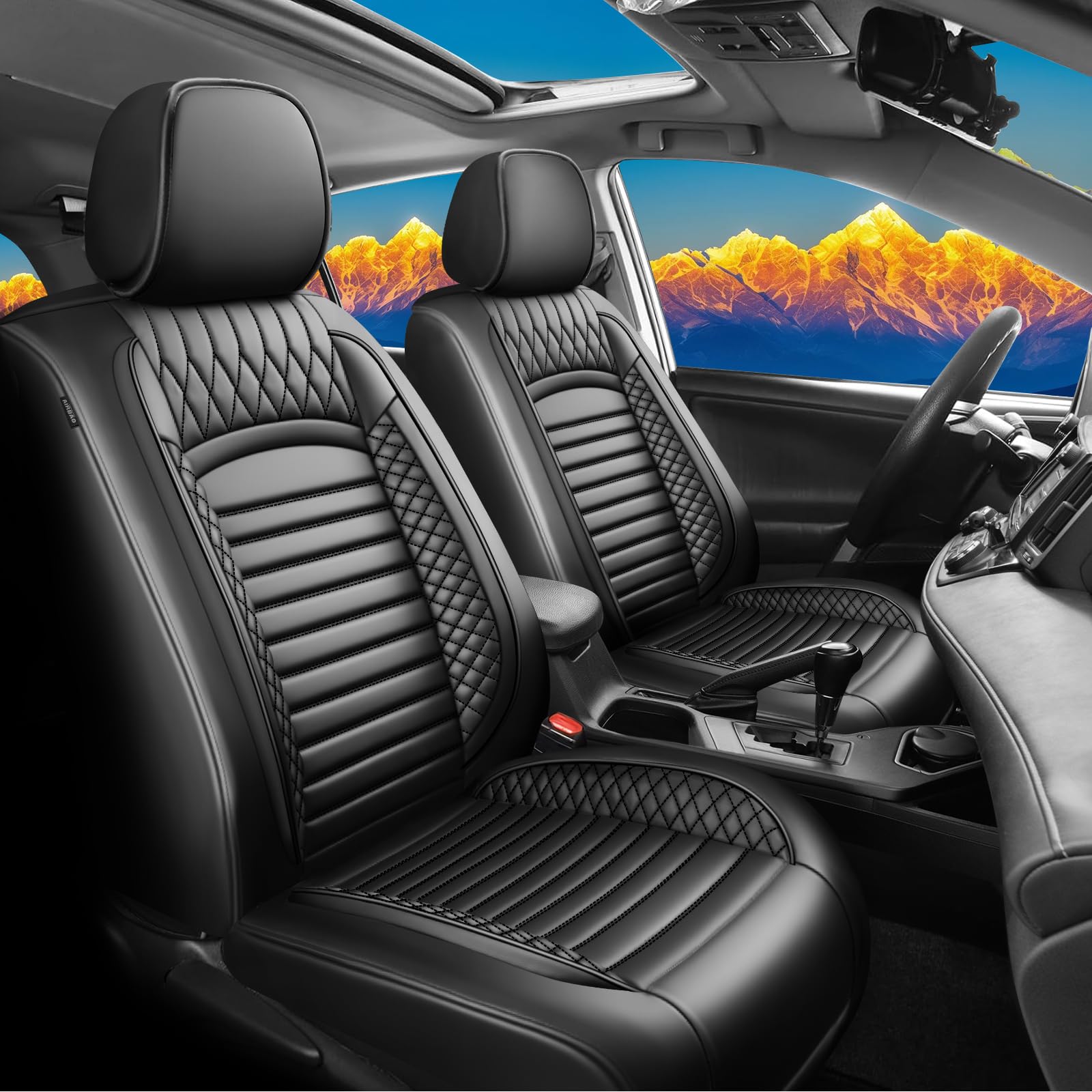 FQFZYMX Fit RAV4 Car Seat Covers for Toyota RAV4 2013-2018 LE,XLE,SE,Hybrid,Premium, Limited - Upgraded Premium Waterproof & Breathable Leather,