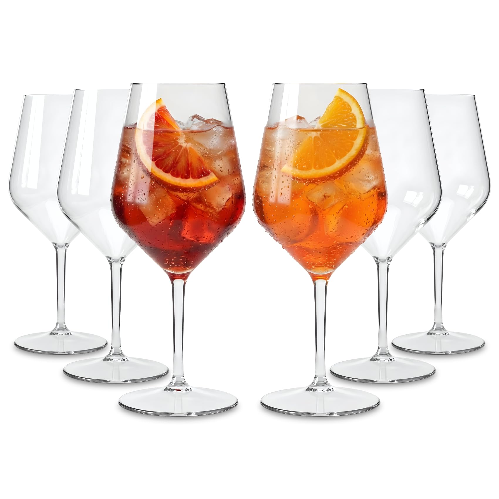 Copas Spritz Aperol de plástico, 6 unidades, 47 cl, aptas para lavavajillas, irrompibles, aperitivo, cócteles