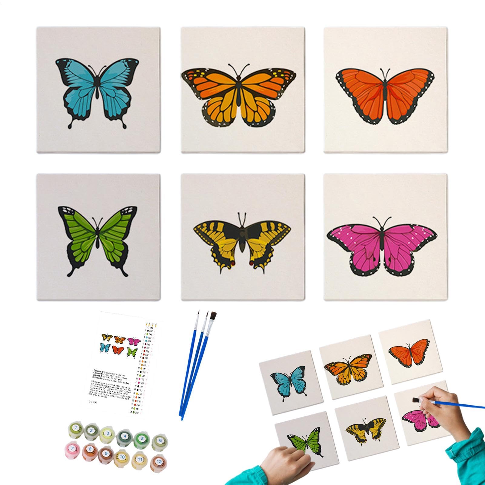 Kit di pittura per numero, kit di vernice per adulti Bambini set di pittura | Tema di farfalla divertente, colorazione facile, completi per bambini bambini per bambini adu