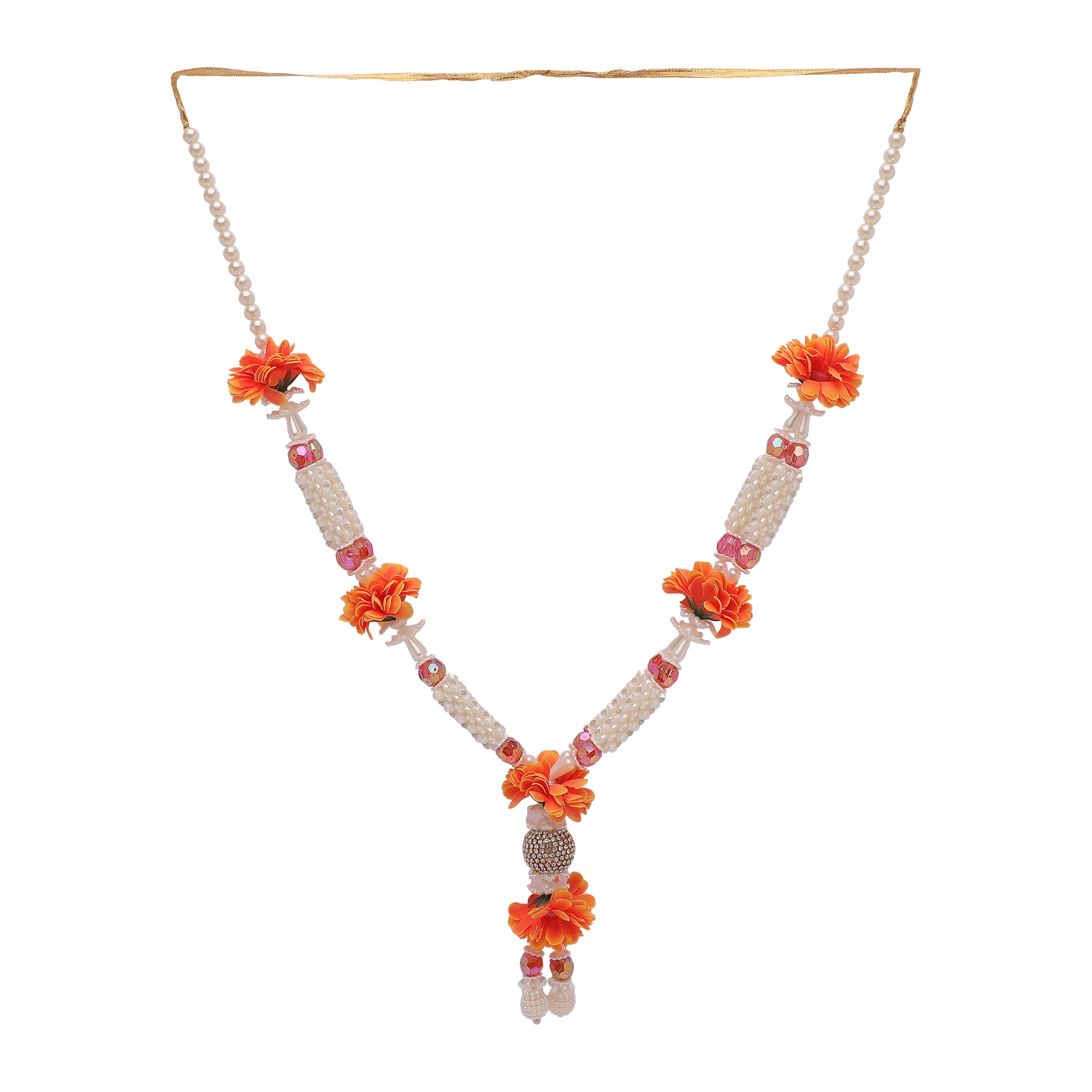 Guirlande de roses artificielles orange de 30,5 cm pour statue de dieu et rituel Pooja indien