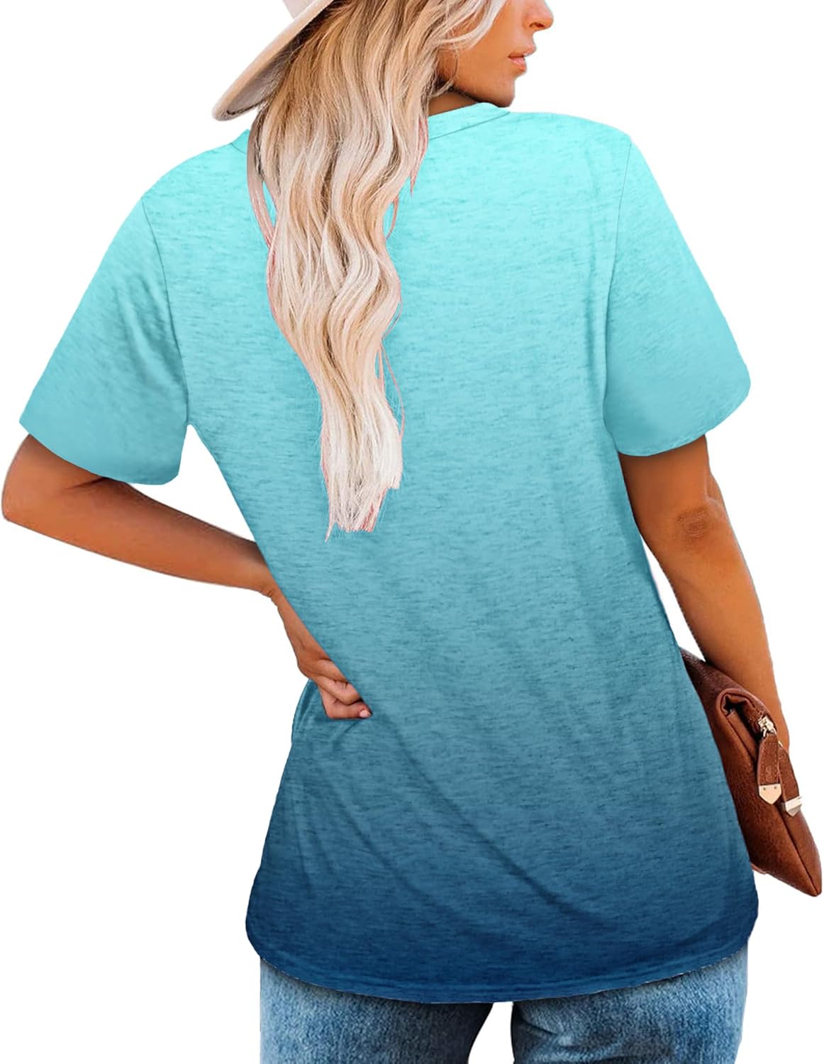Molerani T-Shirts for Women, Short-Sleeve V-Neck Striped Summer Tops, Casual Loose Tee, Black, Size S-2XL - Image 3