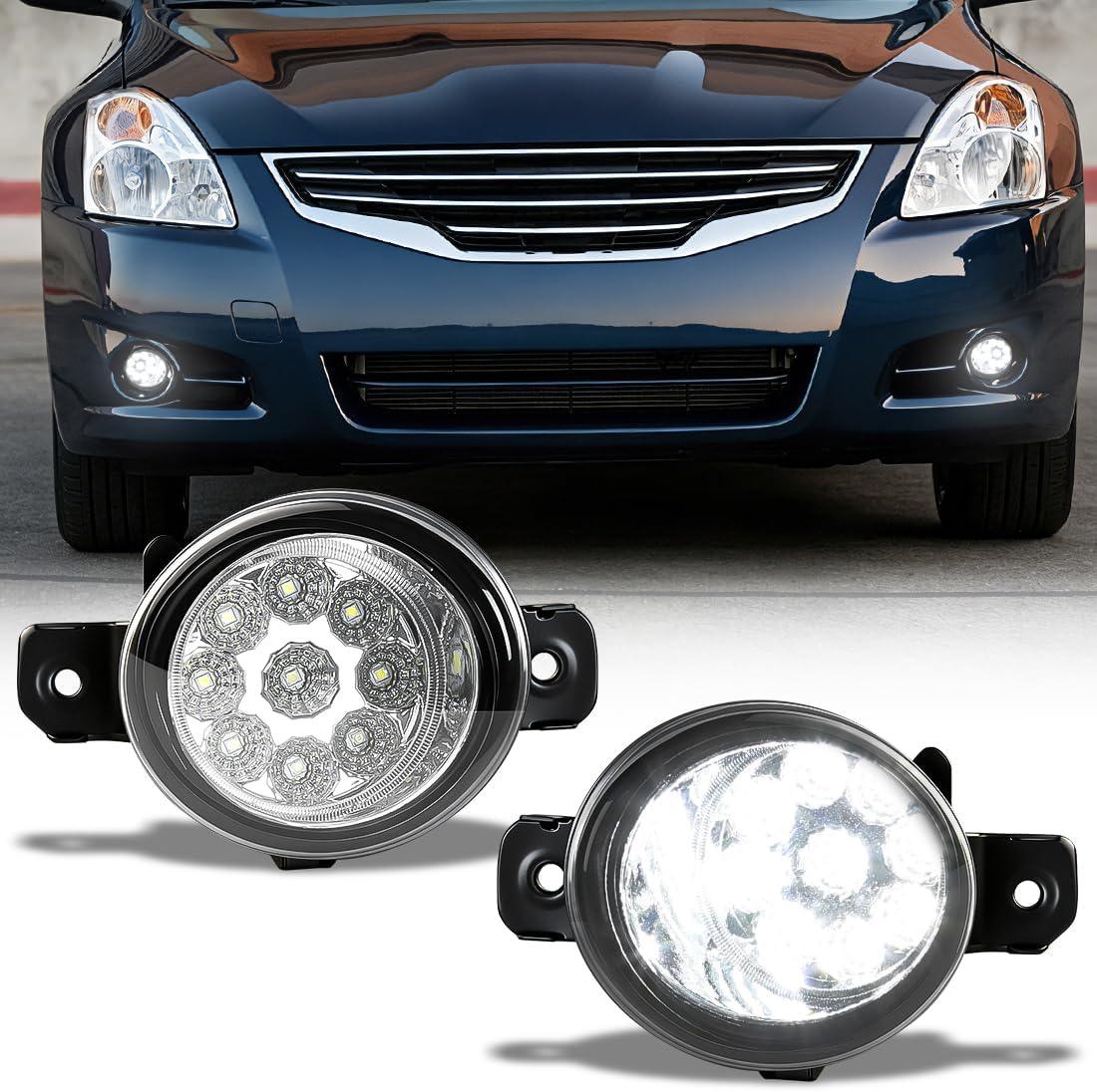 White 9 LED Fog Lights For Nissan Rogue Sentra Altima Murano Juke Pathfinder Fog Lamp For Infiniti QX60 G37 JX35