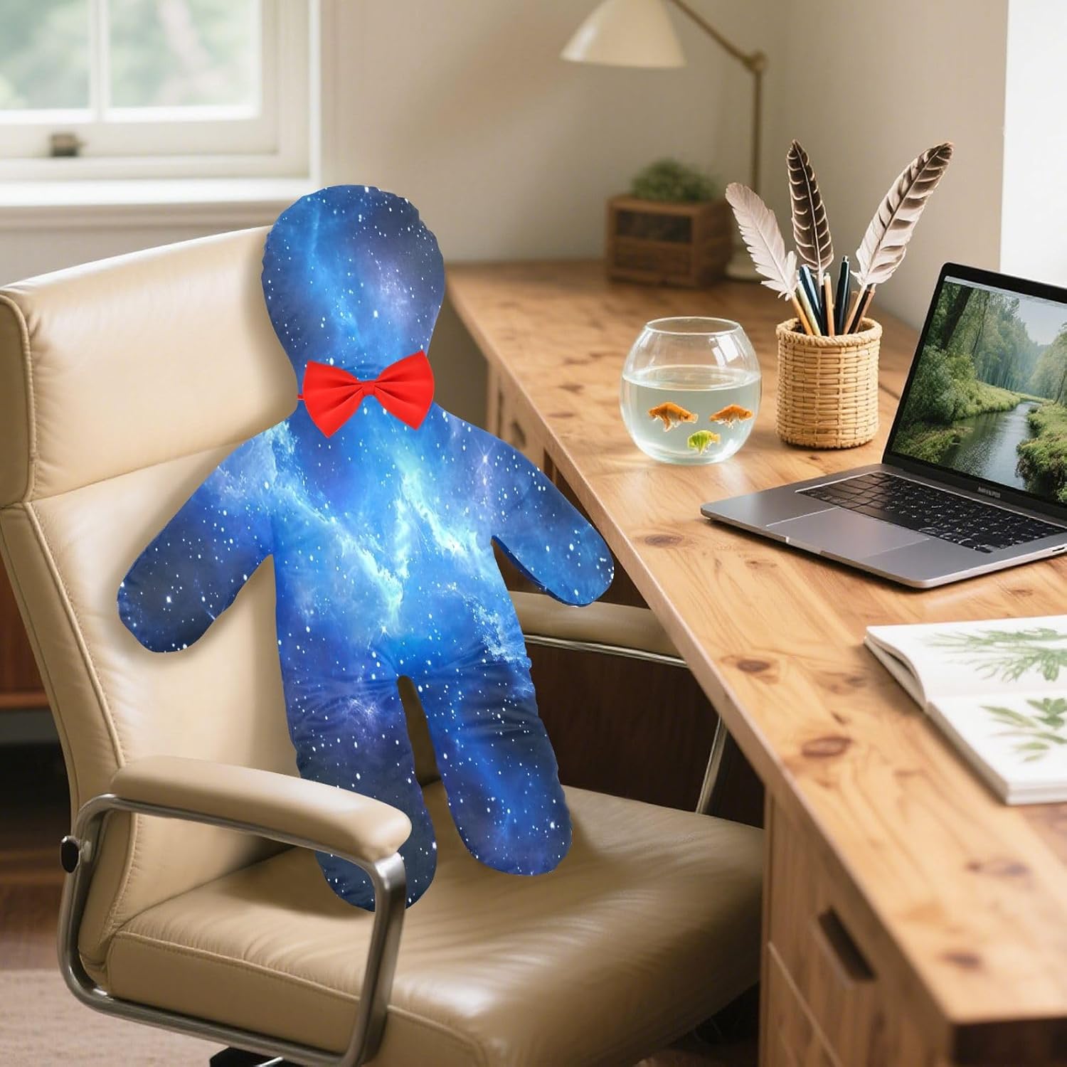 Blue Galaxy Human-Shaped Pillow Soft Body Pillows Washable Velvet Pillows for Anxiety Relief Sleeping Cuddling & Support