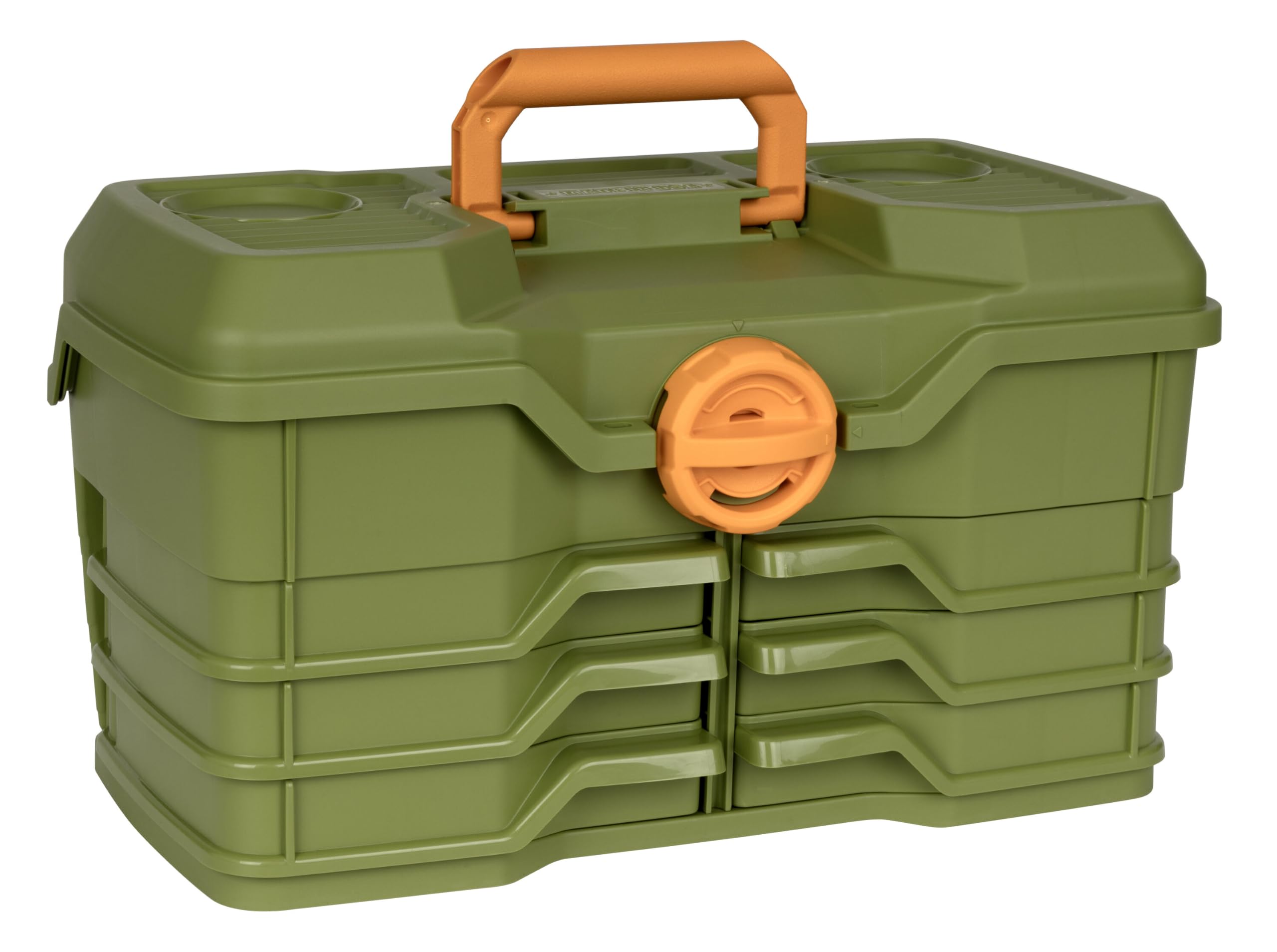 Outdoors NextGen 6/0 Large Tackle Box, 6 Pivot Trays, 32 Compartments, Advanced Tackle Storage Organizer, Green