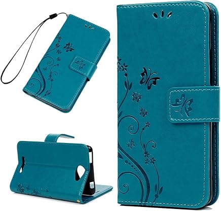 Funda Libro BQ Aquaris U Lite / U de Suave Cuero PU Premium Carcasa Con TPU Silicona Case Interna Suave,Soporte Plegable,Ranuras para Tarjetas y Billetera - Color Azul