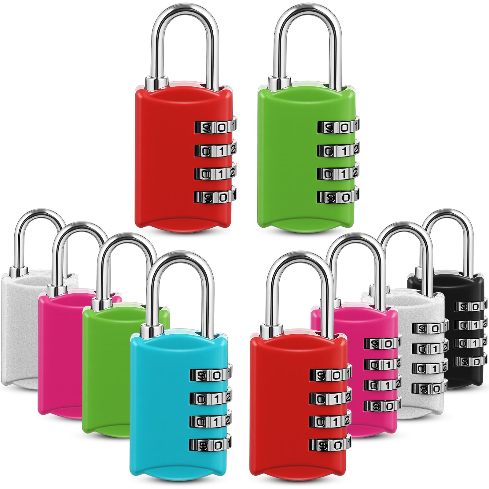 Moxweyeni 10 Pcs Digit Combinations Padlock Safe Cipher Lock Mini Combination Resettable Number for Suitcases Luggage Briefcases Computer Bags(Trendy