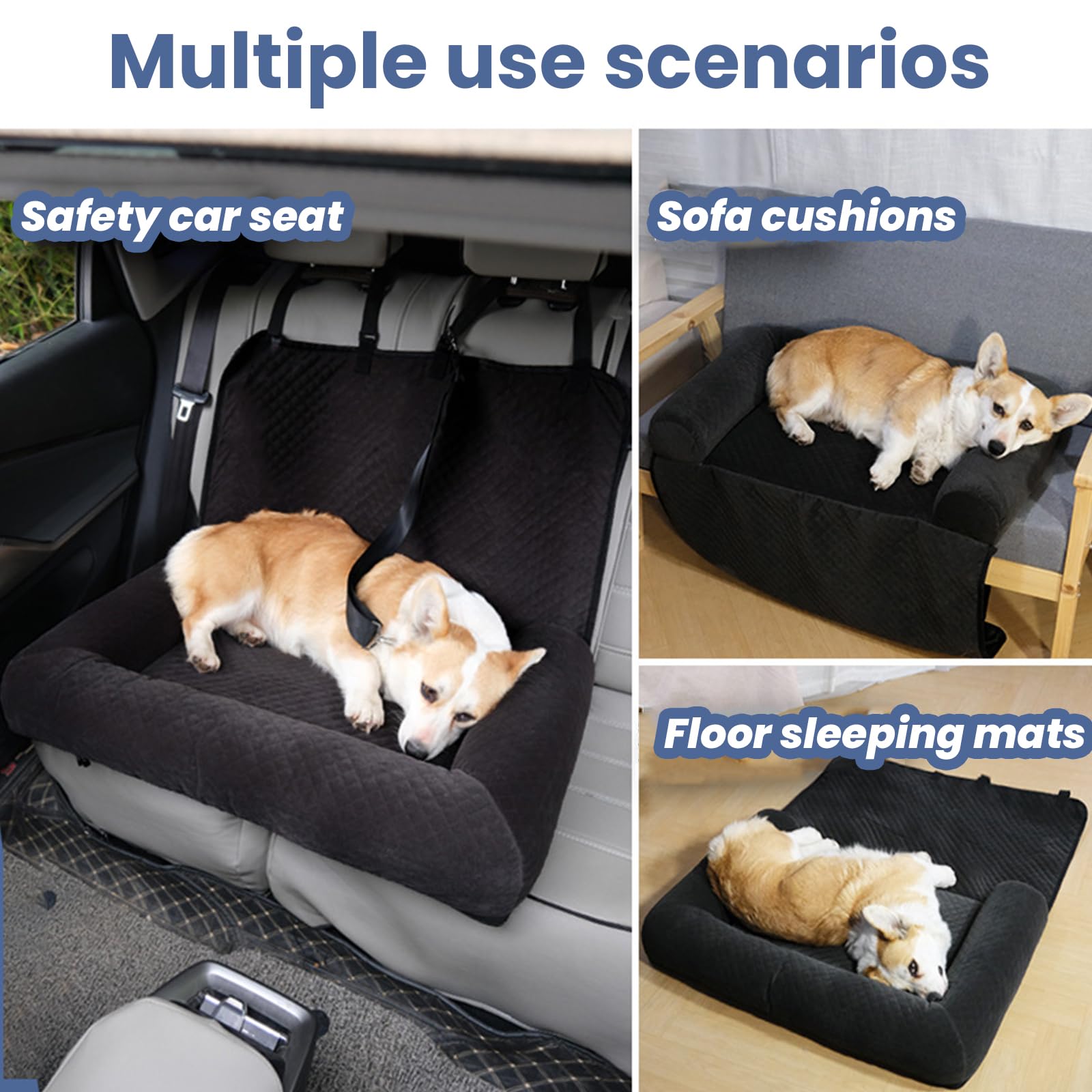 Hundeautositz Für Große/Mittelgroße Hunde, Hundesitz Auto Rückbank, Hundeauto-Reisebett, Bequem Und Siche Haustier Reisebett, Waschbarer Sitzerhöhung Mit Sicherheitsgurt