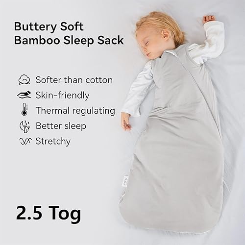 Miniatura 2 de Saco de dormir de bambú de 24 a 36 meses, 2.5 tog ultra suave, saco de dormir para bebés de 2 a 3 años, unisex, con cremallera de 2 vías, saco de