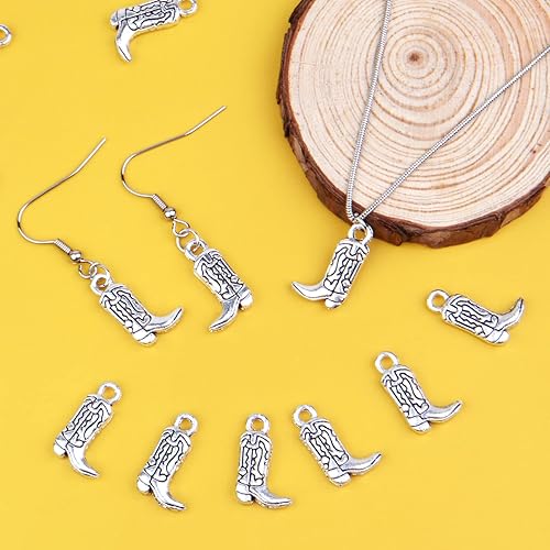 Miniatura 7 de BronaGrand 50 dijes de plata antigua para botas de vaquero occidental, de aleación, vintage, para aretes, pulseras, collares, joyería