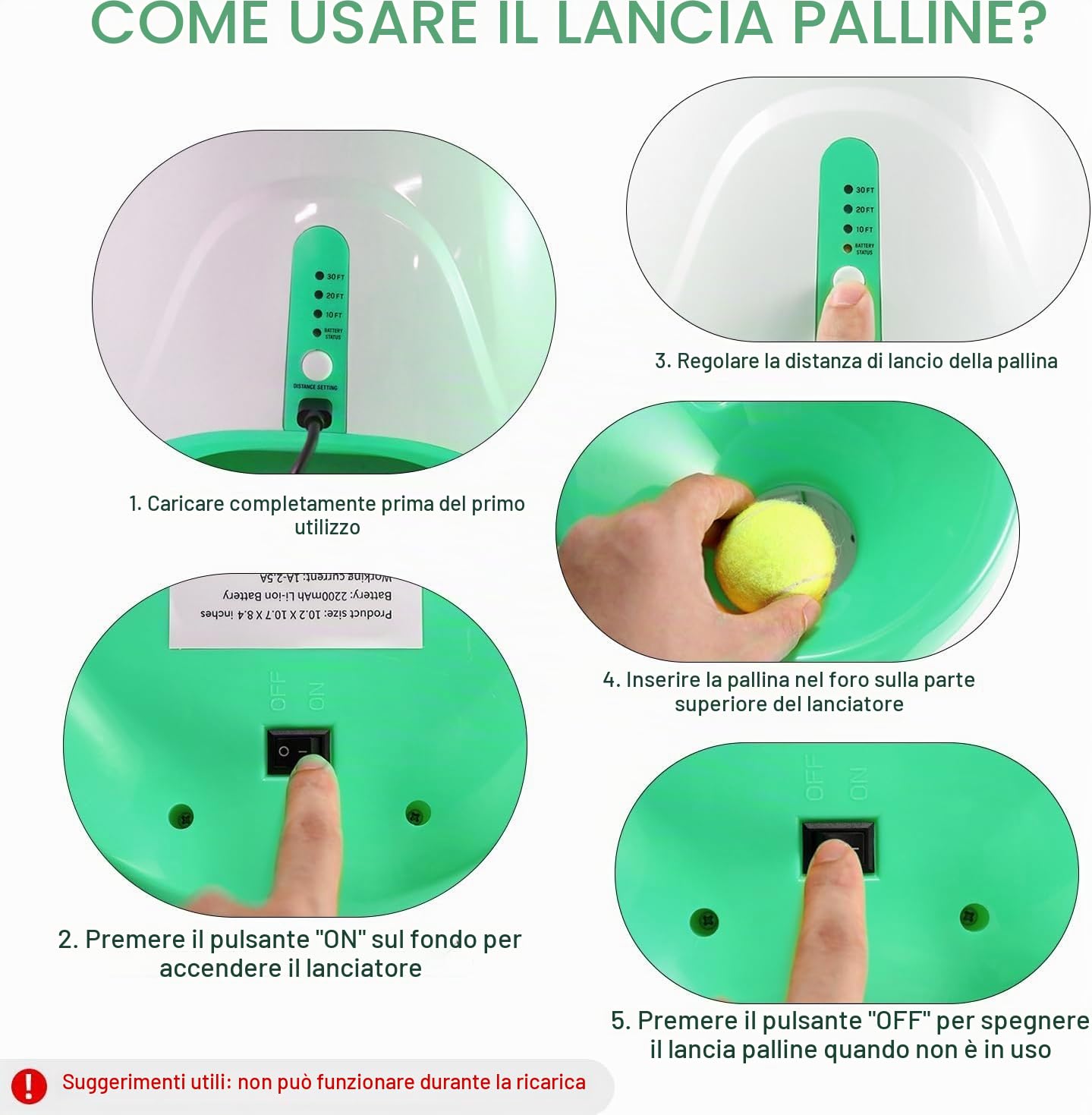 Lanciatore Automatico di Palle Per Cani, Lanciatore di Palline Per Animali Domestici Interattivo Ricaricabile in 3 Modalità Per Interni Ed Esterni con 3 Distanze di Lancio Per Cani di Piccola E Media