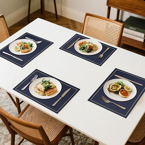 Miniatura 2 de Juego de 10 manteles individuales de piel sintética, 17 x 12 pulgadas, impermeables, resistentes al calor, antideslizantes, fáciles de limpiar,