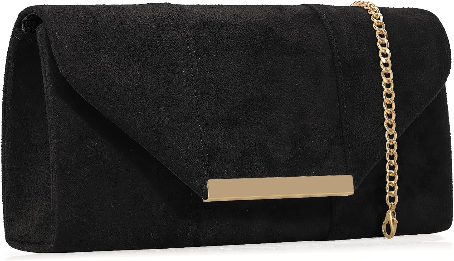Dexmay Women Faux Suede Envelope Clutch Purse Evening Velvet Handbag Foldover Shoulder Crossbody Bag - Image 3