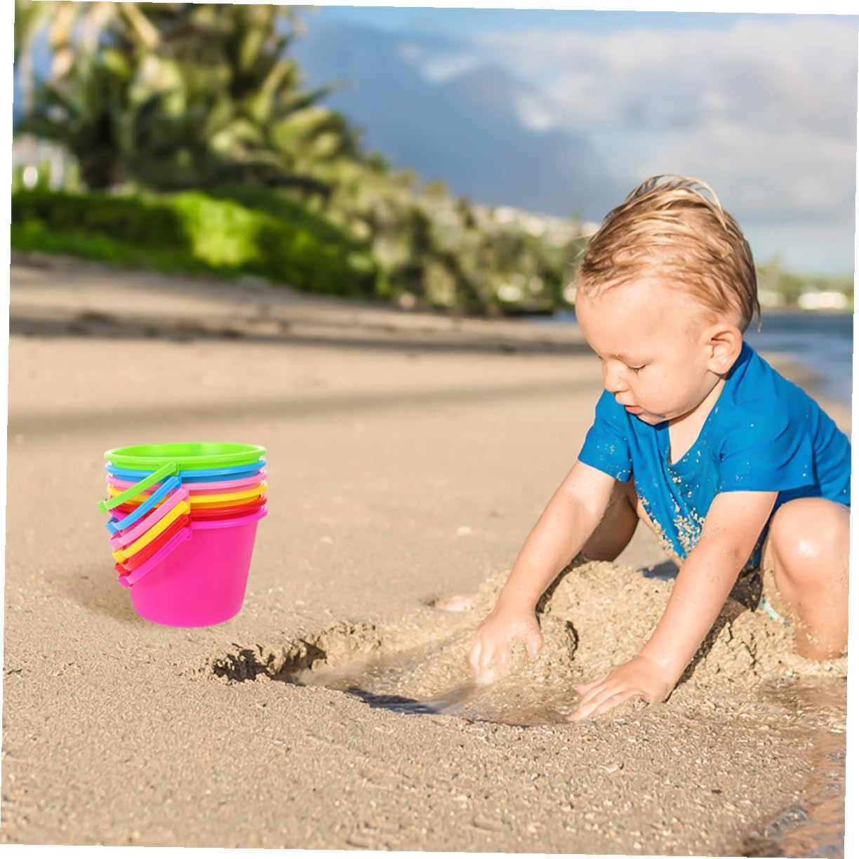 Secchiello Gioco Mare 12 Pezzi Ragazzo Ragazza da Spiaggia per Abs | Festa Estiva, Secchiello Resistente, Accessori da Spiaggia per Giardino e Sabbia, Set Versatile per Ragazzo Ragazza