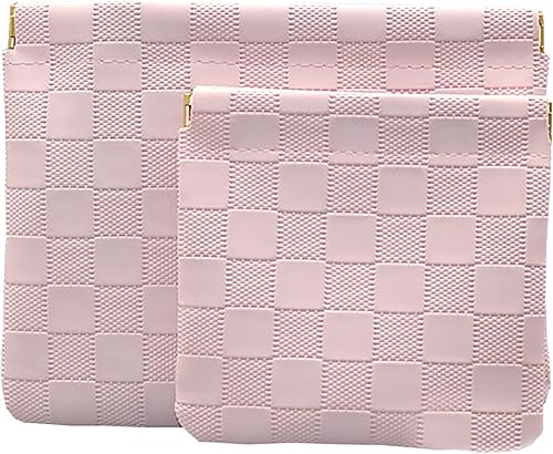 Miniatura 7 de lomkya Bolsa de cosméticos grande de piel sintética, bolsa de maquillaje para mujeres y niñas, bolsa de aseo de viaje de 2 capas con divisor de asa,