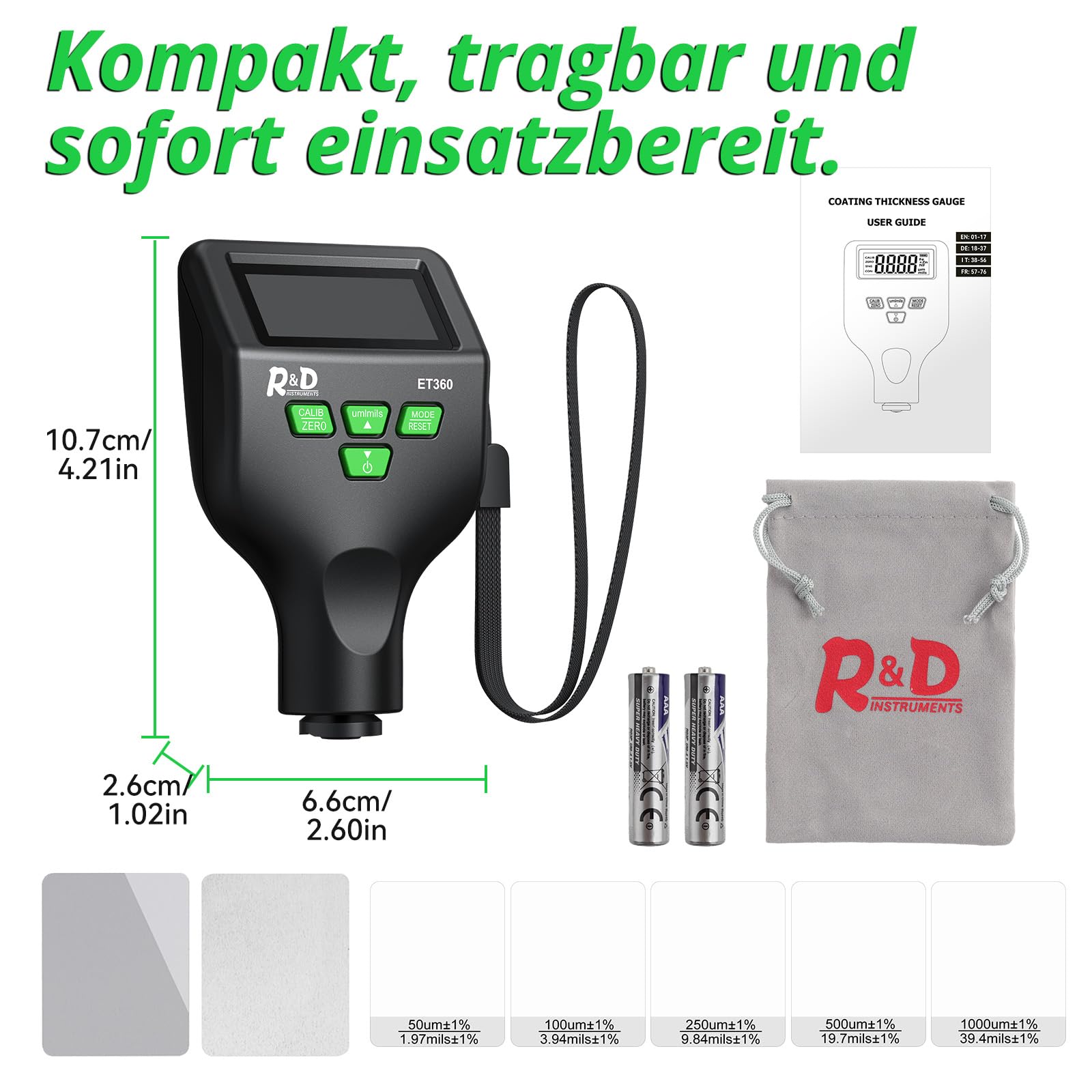 RDINSCOS Lackmessgerät Auto Schichtdickenmessgerät Autolack