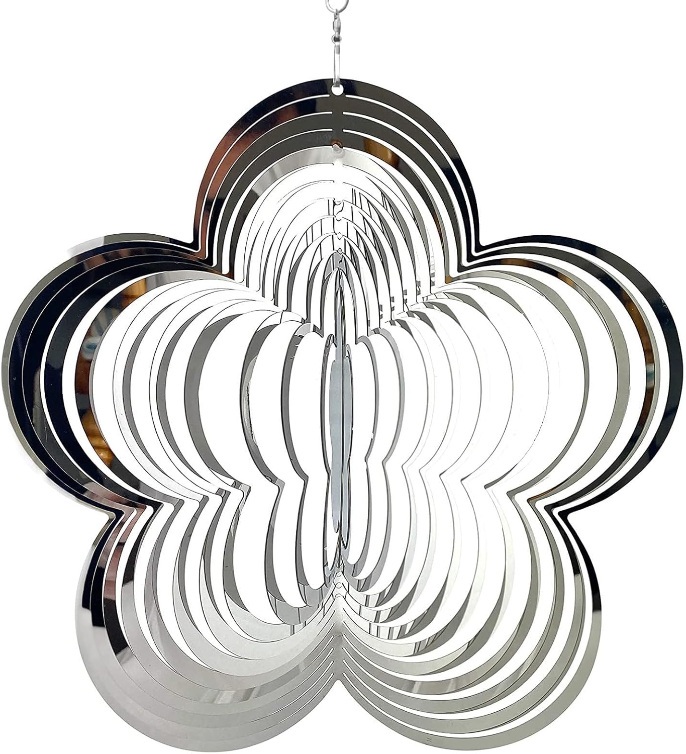 Flower Wind Spinner, 3D Stainless Steel Metal Hanging Spinner Wind