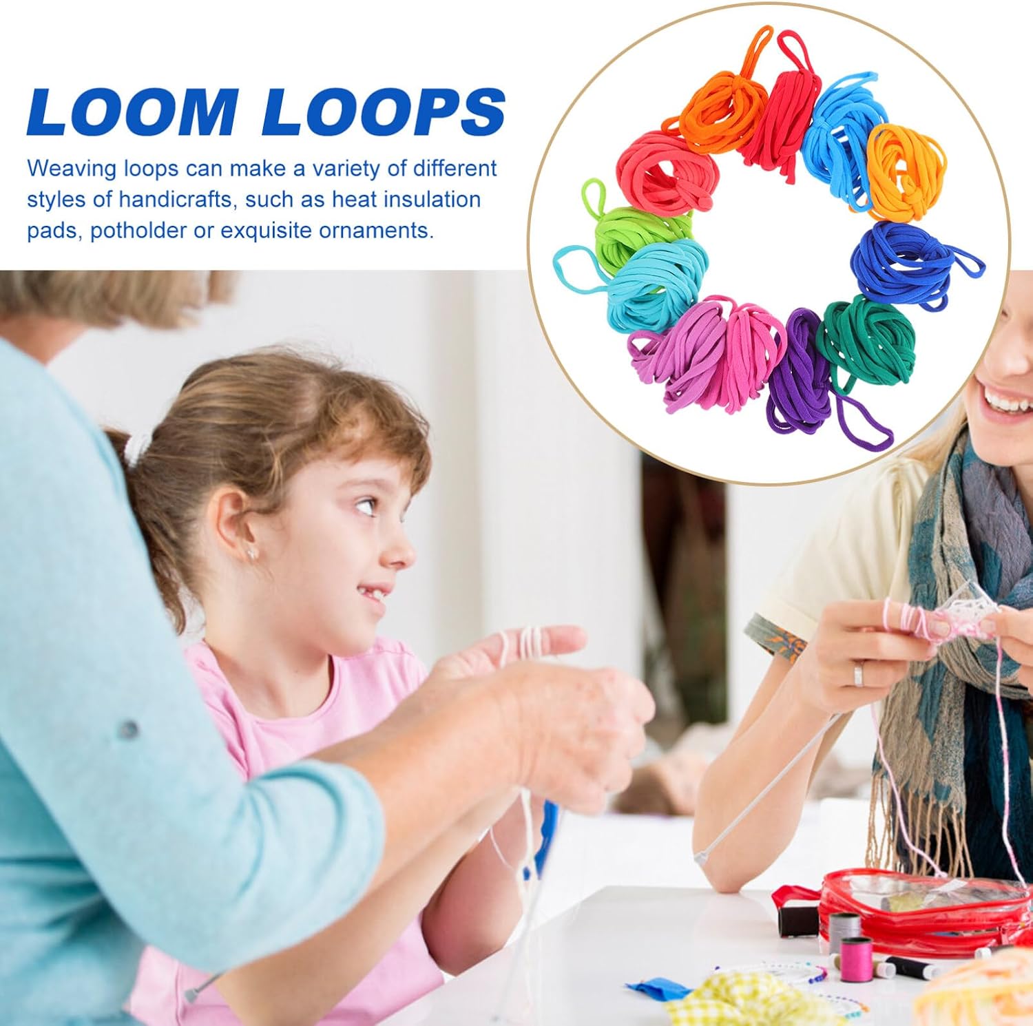 DIYEAH 192 Pcs Weaving Loom Refill Loops Braided Elastic Bands for Kids Potholder Craft Supplies DIY Arts Projects