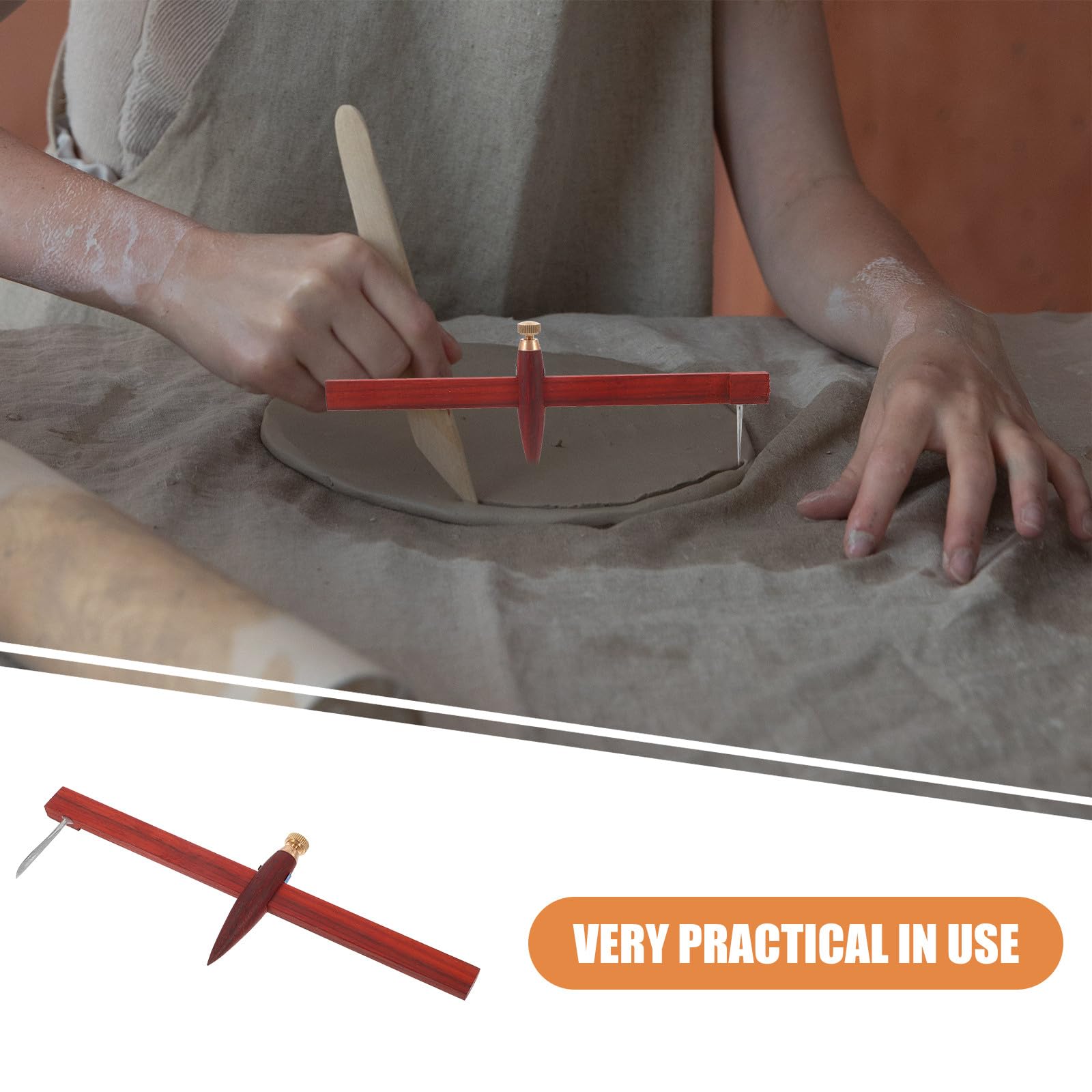 Kichvoe Taglierina per Cerchi in Argilla Compasso in Legno Strumento per Progetti Artigianali di Ceramica Lavorazione Fine e Precisa per Creazioni in Argilla Riutilizzabile