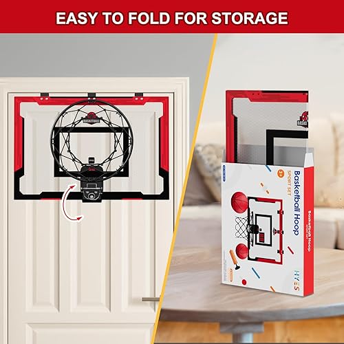 Miniatura 6 de HYES Aro de baloncesto grande de 24 x 16 pulgadas para adultos, aro de baloncesto sobre la puerta con tablero resistente, juguetes de baloncesto