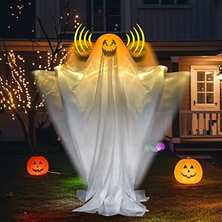 Halloween Animatronics Decorations Clearance Outdoor Indoor Swing Ghost，Life Size Scary Animated Decor Ghost with Creepy Sound，Sound Activation Spooky Ghosts Decor for Outside Porch Garden Yard Lawn