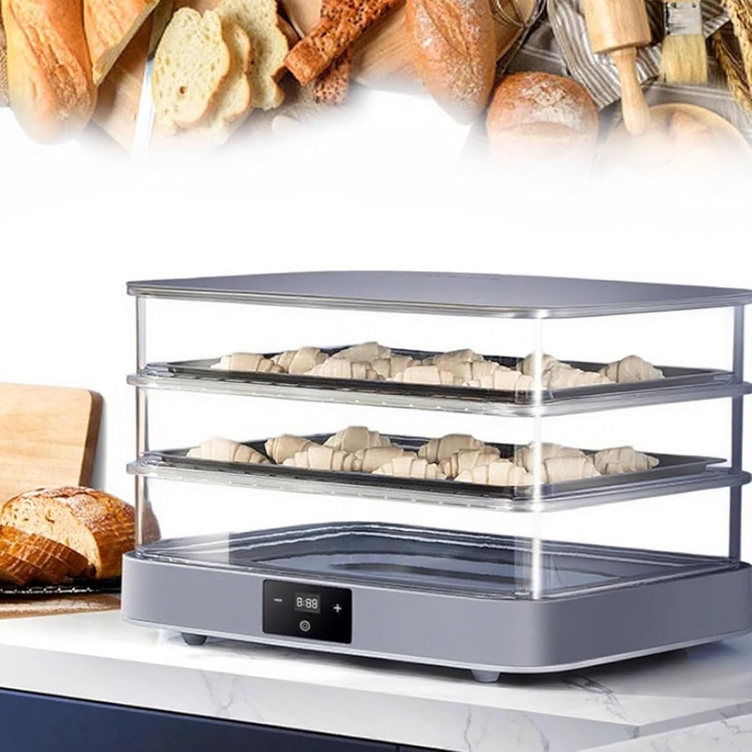 Bread Proofing Box,40l Electric Dough Proofer Machine,Fermentation Cabinet with Temperature Control (20-50°c) Automatic Humidity,for Pizza,Sourdough,Yogurt,Natto
