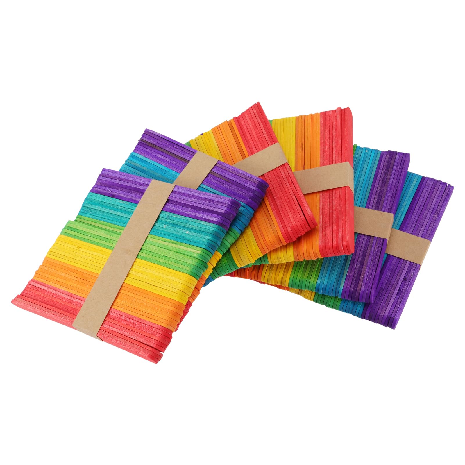 800 spatole in legno colorate per fai da te, 114 x 10 x 2 mm, bastoncini di ghiaccio in legno, bastoncini di ghiaccio colorati per gelato, ceretta, progetti fai da te