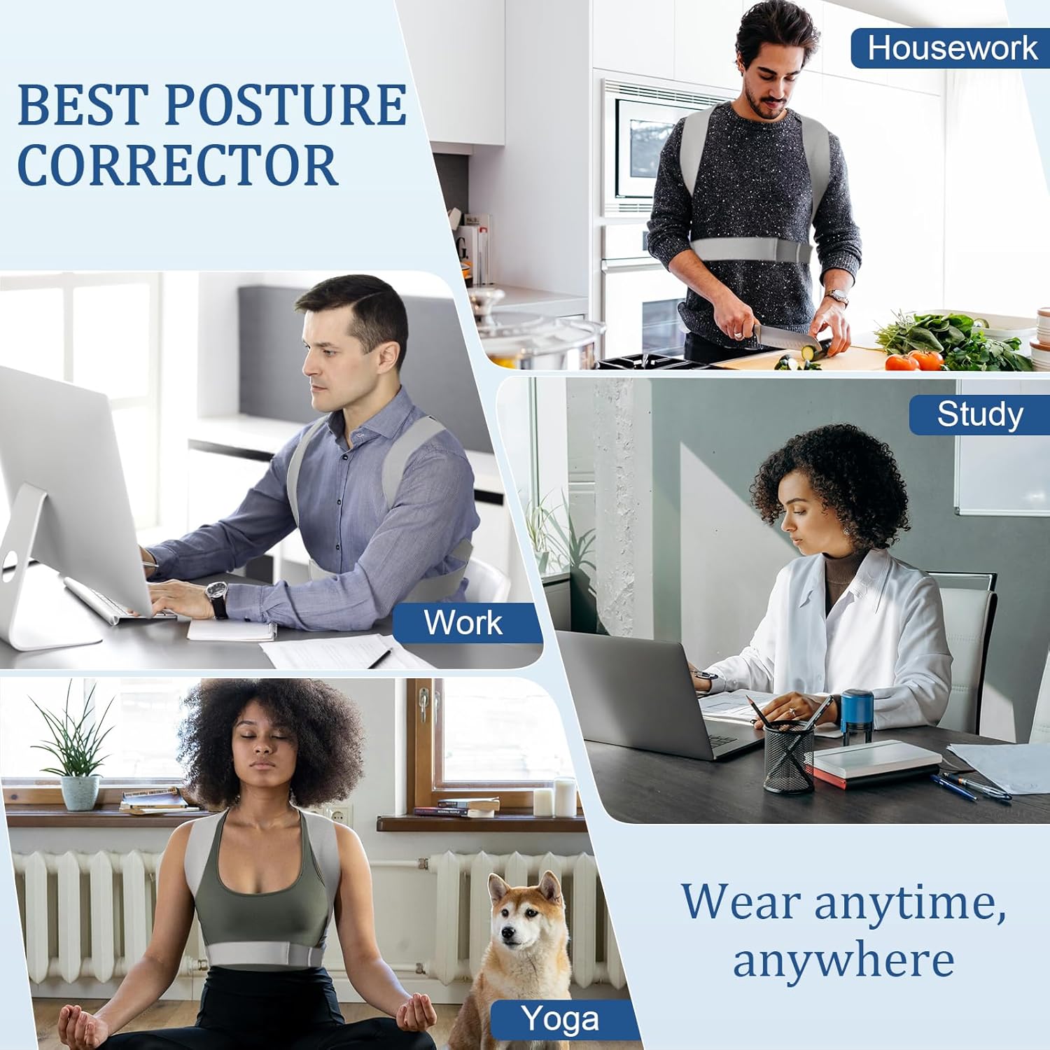 Posture Corrector for Women and Men, Adjustable Back Straightener, Upper Back Support Brace, Hunchback Posture Corrector - Relieves Neck, Shoulder, Back Pain