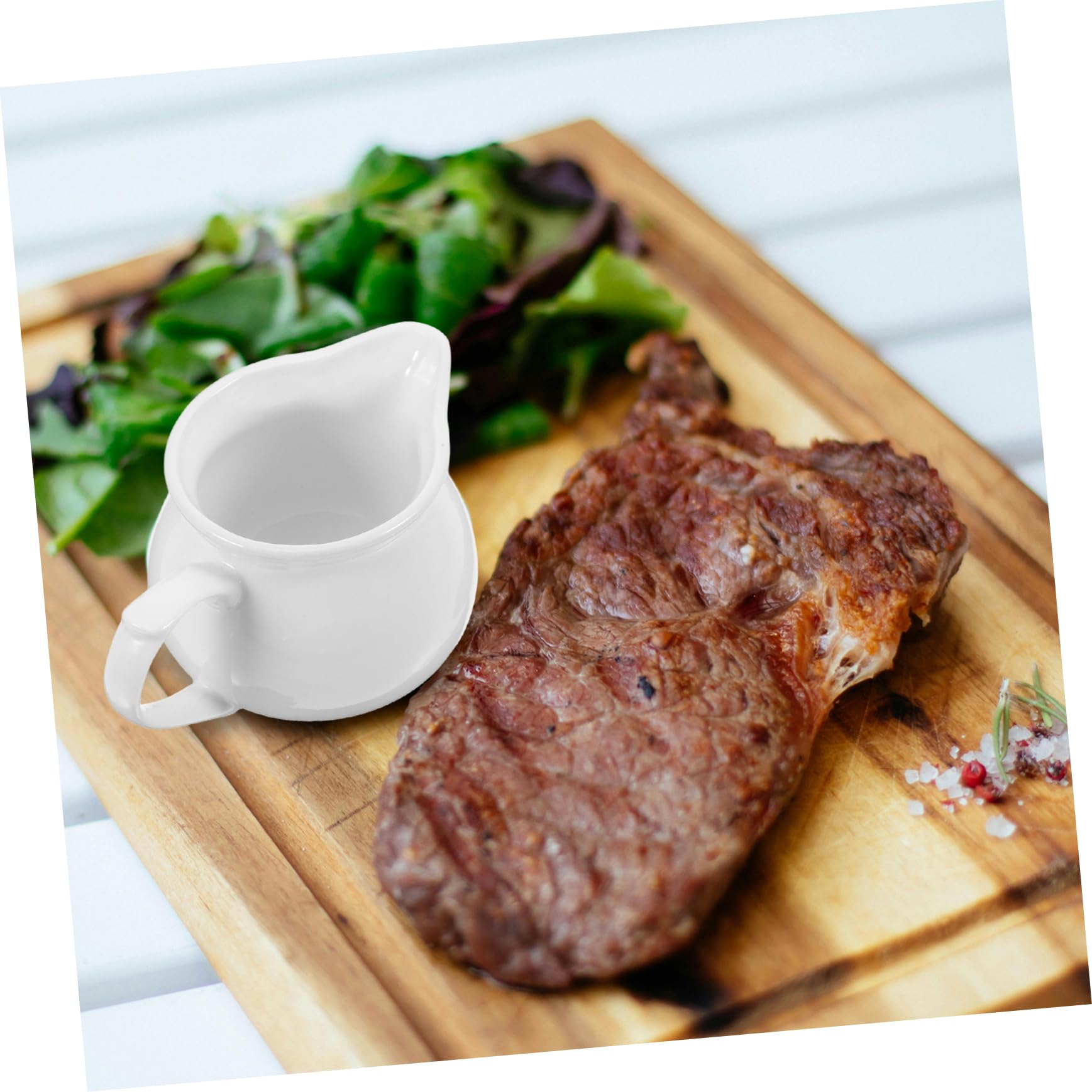 VINTORKY 2Pcs Ceramic Sauce Pitcher Traditional Gravy Boat for Sauces Salad Dressings and Broths Kitchen Dispenser for Coffee Milk Yogurt Juice Easy to Clean