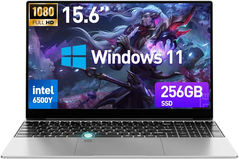 Laptop Win 11 de 2026 de 15,6 polegadas, 8 GB de RAM, SSD de 256 GB, Pentium Gold 6500Y (até 3,4 GHz), tela IPS 1920 x 1080, teclado retroiluminado, impressão digital, webcam, Mini-HDMI