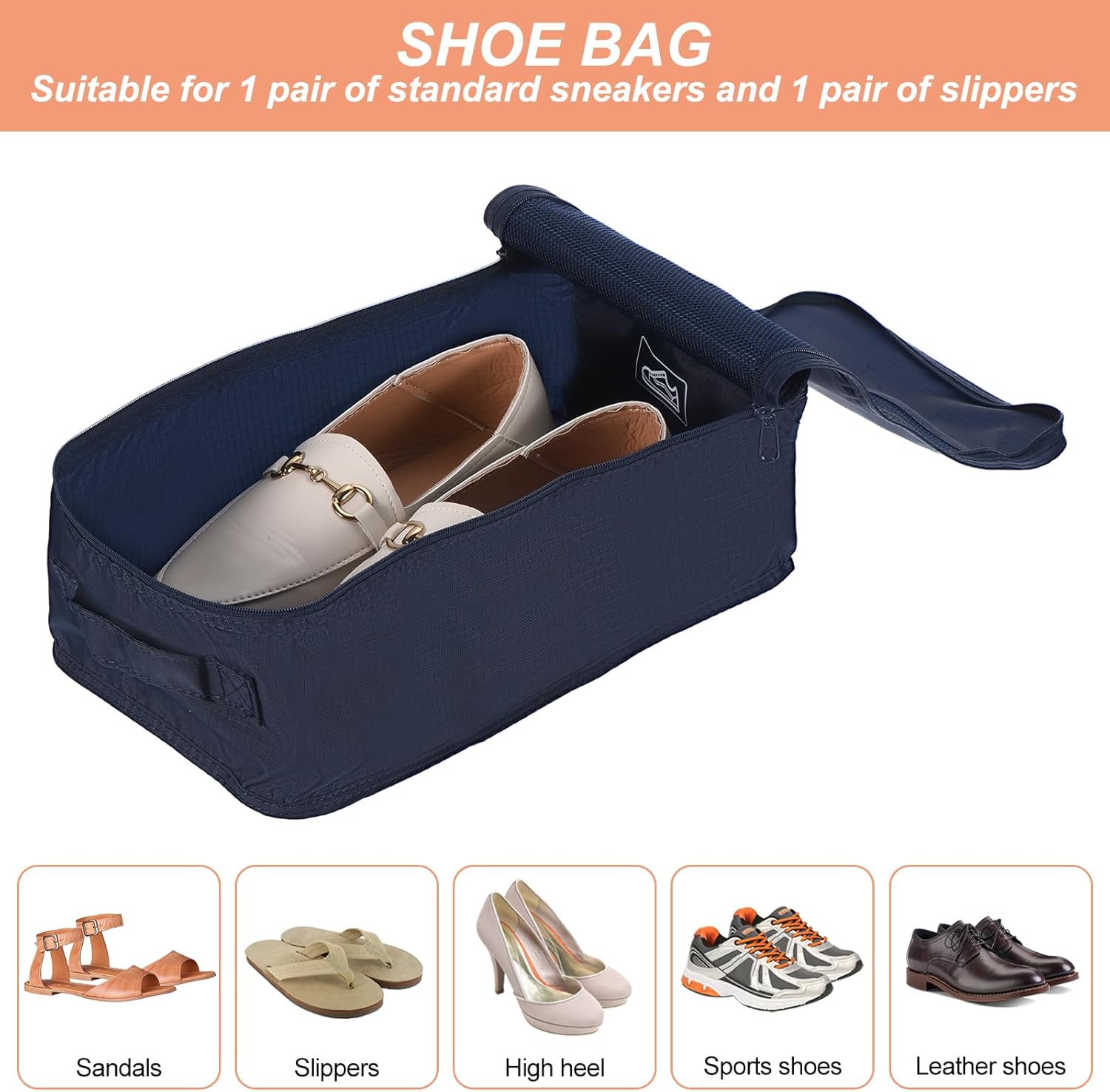 PATIKIL 6 Set Travel Packing Cube, Travel Bags Organizer for Luggage Waterproof Suitcase Organizer Bags Set Travel Essentials with Shoe Bag for Carry on Suitcases, Navy Blue