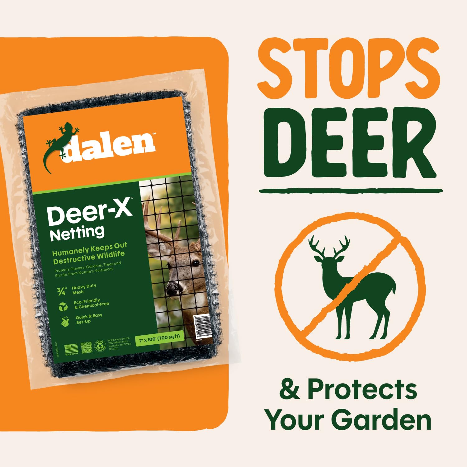 Dalen Deer X Rete protettiva per giardini e paesaggi - 7′ x 100′ - Rete in polipropilene 3/4 ″ resistente e durevole con inibitori UV..