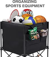 Vista 5 de EVER ADVANCED Rolling Ball Storage Cart Lockable Wheels, 33x22.8in/45x25in Collapsible Garage Sports Equipment Organizer for Volleyball Basketball