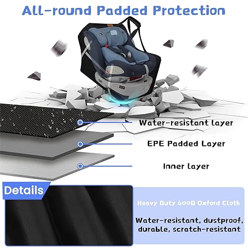 Miniatura 4 de Bolsa de viaje para asiento de automóvil infantil para avión, compatible con todos los asientos y bases de automóvil Nuna Pipa, Chicco KeyFit 30 y