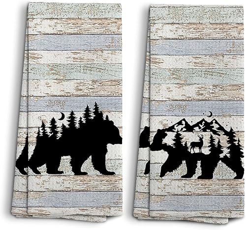 Miniatura 9 de Wild Animal - Juego de 2 toallas de cocina y paños de cocina y paños de cocina, toallas de mano para baño, cocina, cámper, camping, camping, amantes