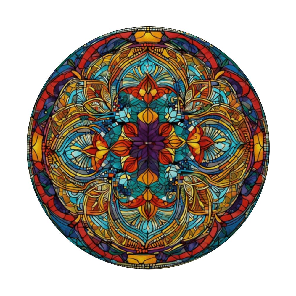 Bohemian Kaleidoscopic Mandala Trippy Rave Festival PopSockets Swappable PopGrip, Black - Image 3
