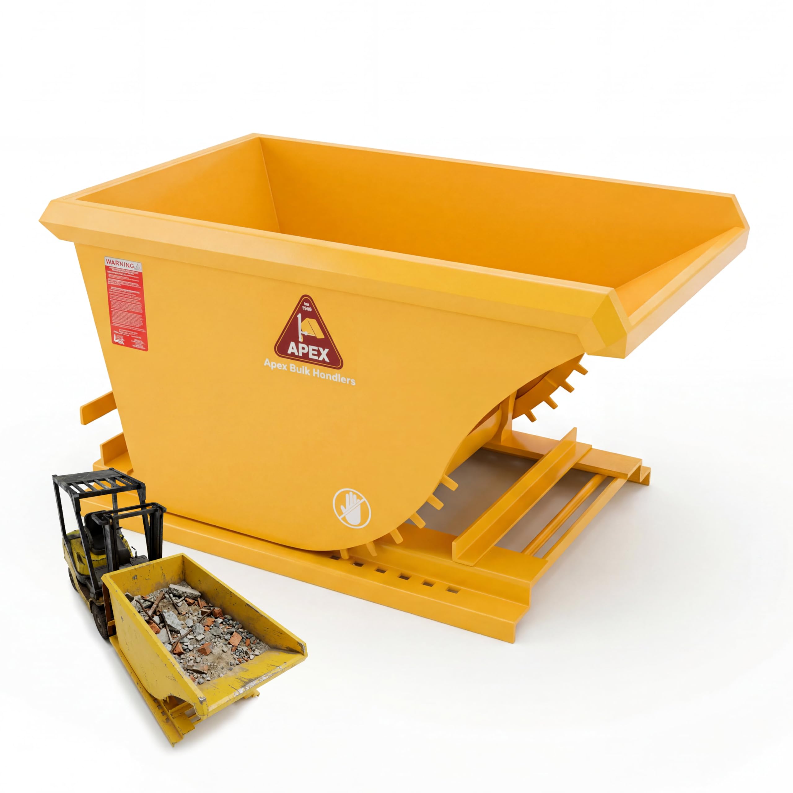 Photo 1 of ***MINOR SCRATCHES ***Apex Heavy Duty Self-Dumping Hopper, 1 Cubic Yard Capacity, 6000 lb Load Rating, Reinforced Steel Tilt Skip with Watertight MIG-Welded Body for Commercial and Industrial Forklift Use, Made in USA