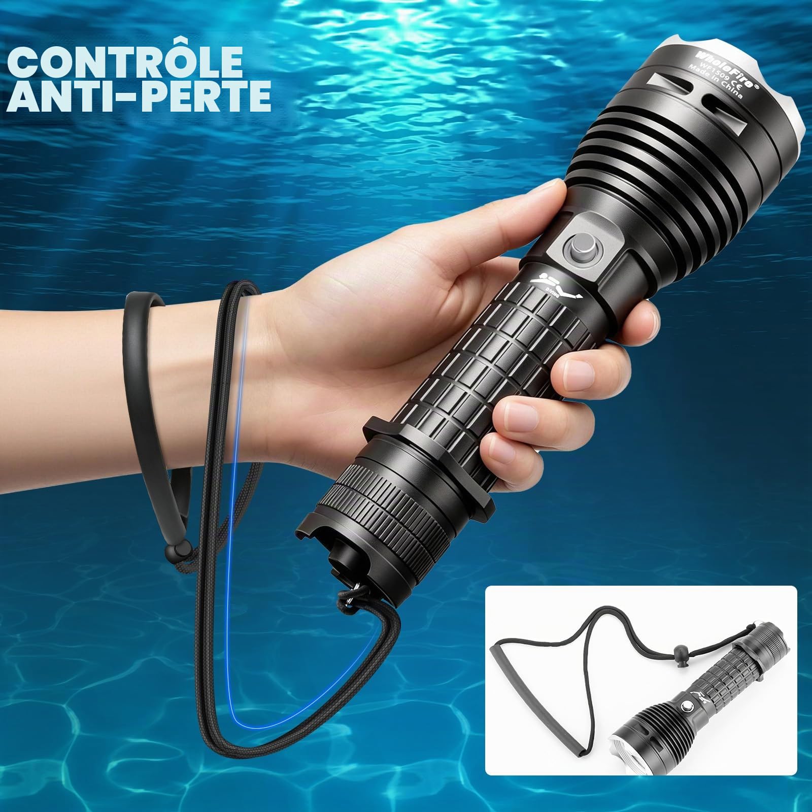 Underwater Diving 2000 Lumens Scuba Diving Torch, LED Diving Flashlight with 3 Modes, LED Scuba Dive Light Night IPX8 WaterProof Dive Light Professional Snorkeling