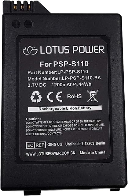 Premium PSP S110 Battery 3.7V 1200mAh High Capacity, Portable PSPS110 Replacement Battery for Sony PSP 2003 / PSP 2001 / PSP 2004 / PSP 3003 / PSP 3001 / PSP 3004