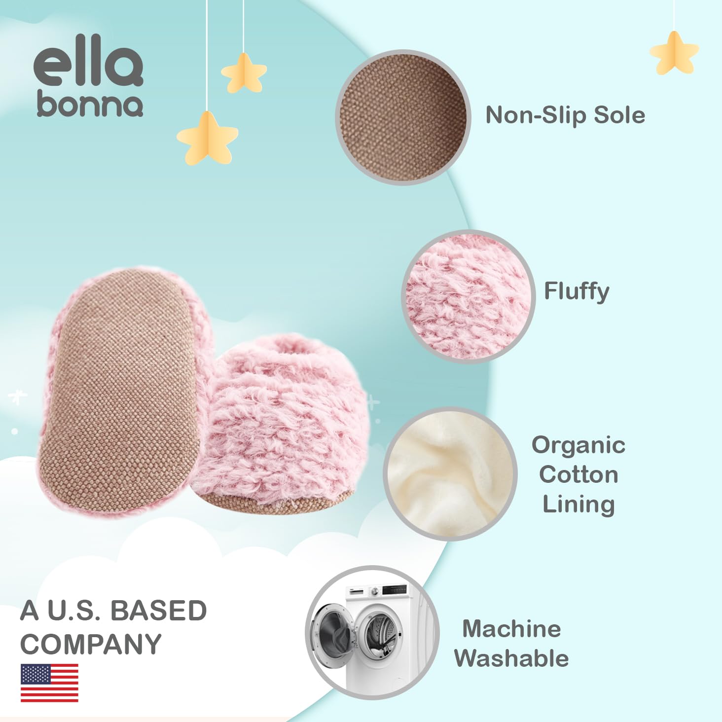 Ella Bonna Unisex Teddy Baby Booties 12-18 Months Cotton Newborn Baby Socks Slipper Toddler Shoes, Infant Girl Booties, Pink