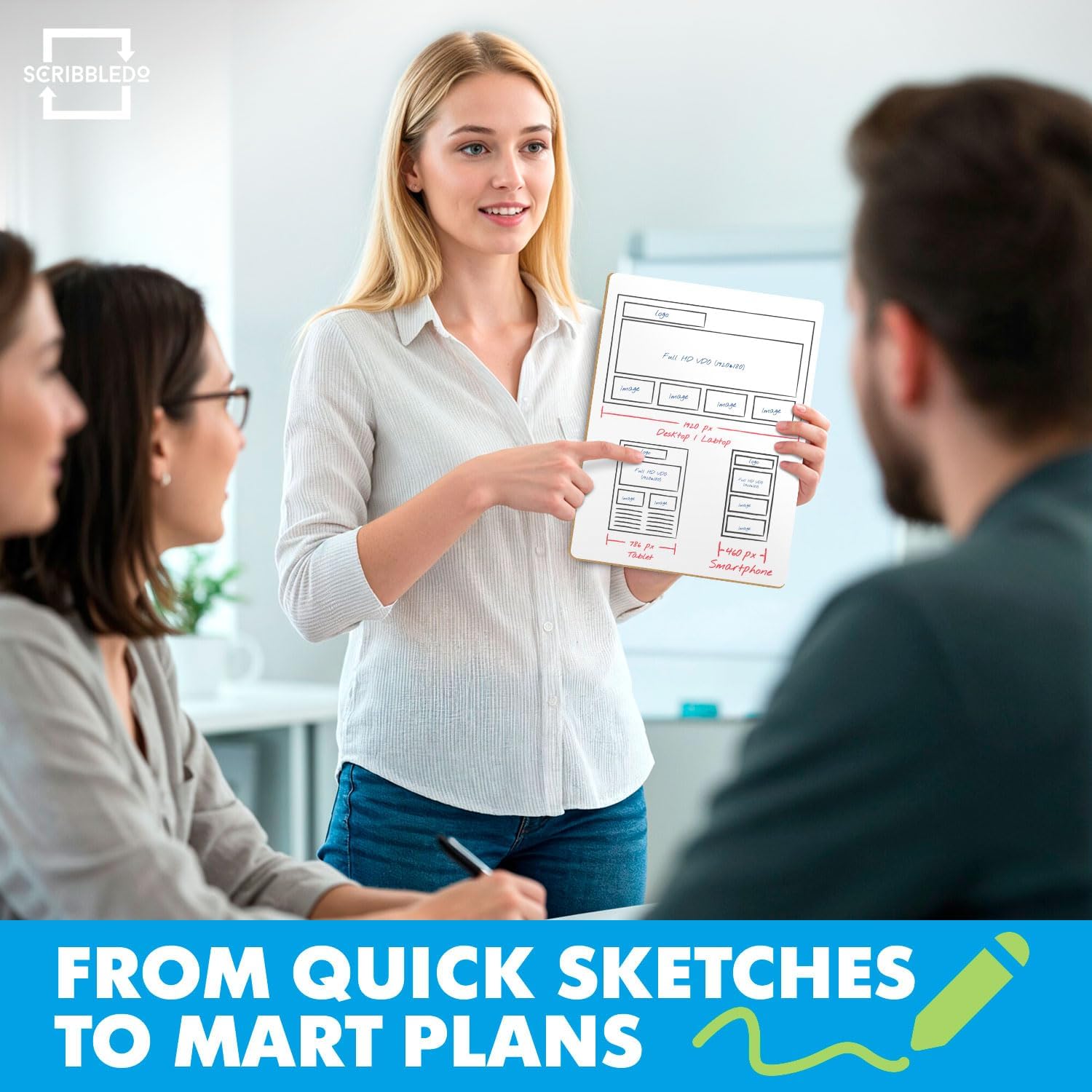 Set of 12 Small White Board Dry Erase Boards Classroom Pack Mini White Boards 9"x12” Double Sided Personal Whiteboards for Students Teachers School Supplies Lapboards l 12 Mini Whiteboard Erasers Incl