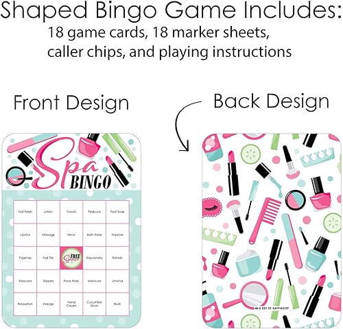 Miniatura 3 de Big Dot of Happiness Spa Day - Tarjetas de bingo y marcadores - Juego de bingo para fiesta de maquillaje para niñas - Juego de 18